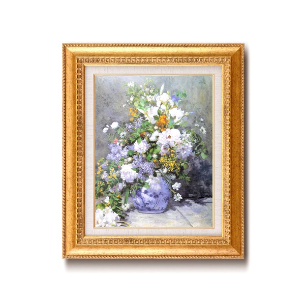 名画額縁 フレームセット F6号 ルノワール 「花瓶の花」 460×552×55mm 壁掛けひも付き 金フレーム[21]