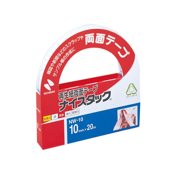 (まとめ) ニチバン ナイスタック 再生紙両面テープ 大巻 10mm×20m NW-10 1巻 【×15セット】[21]