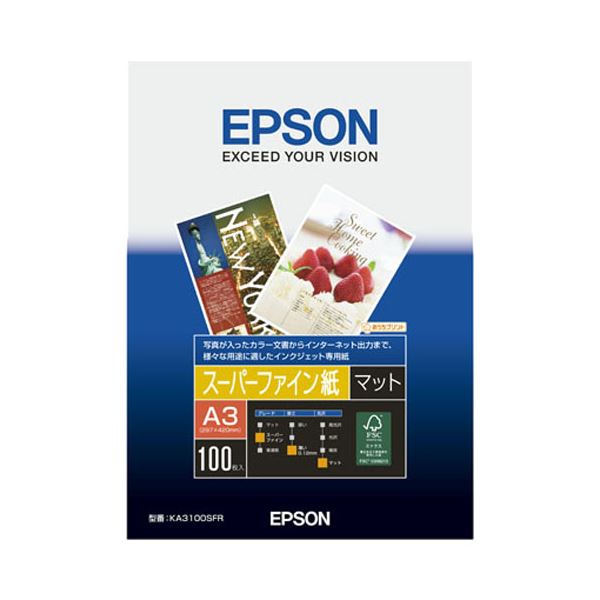 （まとめ） エプソン EPSON スーパーファイン紙 A3 KA3100SFR 1冊（100枚） 【×2セット】[21]