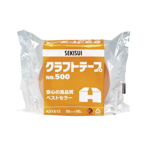 （まとめ） セキスイ クラフトテープ 500（1巻包装） K51X13 1巻入 【×10セット】[21]