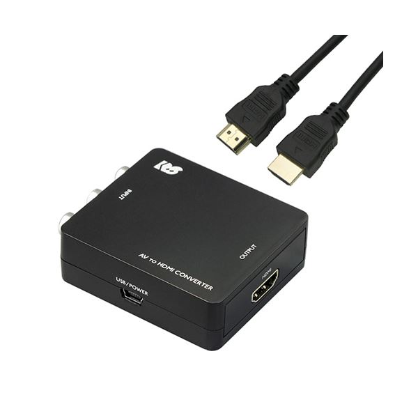 ラトックシステム コンポジット to HDMIコンバーター HDMIケーブル 1mセット RS-AV2HD1+HDM10-064BK[21]