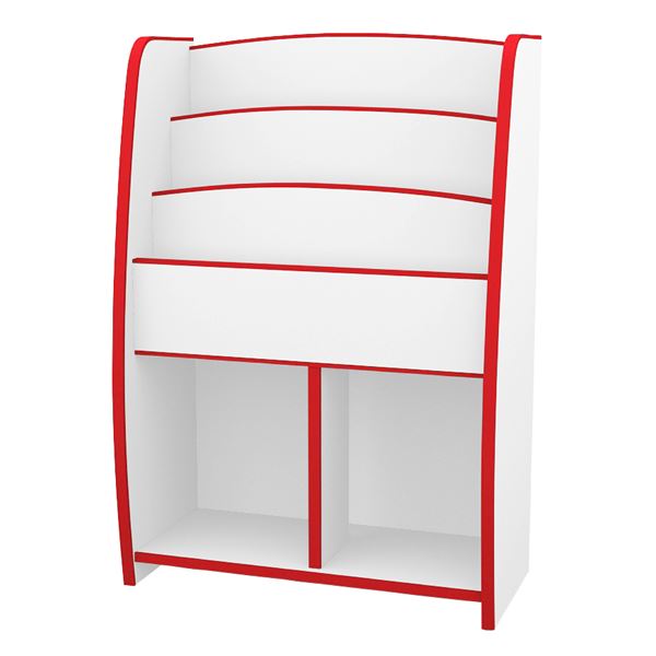 子供用 マガジンラック/雑誌収納 【幅62.7cm レッド】 日本製 高耐久 知育家具 EVAキッズシリーズ 【完成品】【代引不可】[21]