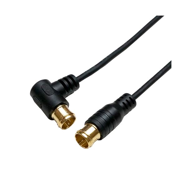 （まとめ）HORIC 極細アンテナケーブル 7m ブラック 両側F型差込式コネクタ L字/ストレートタイプ HAT70-112LPBK【×5セット】[21]