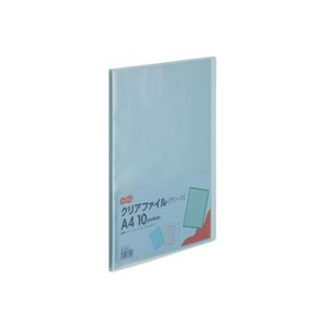 (まとめ) TANOSEE クリアファイル A4タテ10ポケット 背幅8mm グリーン 1セット(10冊) 【×10セット】[21]