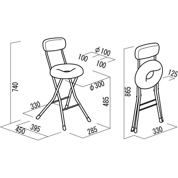 円座 折りたたみ椅子 21 スチール 幅33cm 日本製 【誠実】 幅33cm