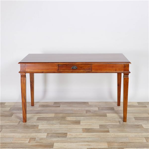 木製 ダイニングテーブル/食卓机 【L】 幅130cm&times;奥行80cm&times;高さ73cm マホガニー材 引き出し付き 真鍮製取っ手 組立品【代引不可】[21]｜本家屋