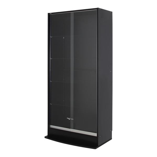 コレクションケース/収納棚 【ワイド 引き戸ハイタイプ 本体 奥行39cm ブラック】 幅83.1cm 強化ガラス扉 棚板 【組立品】【代引不可】[21]