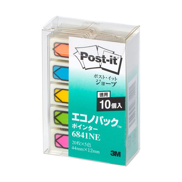 (まとめ) 3M ポストイット ジョーブ エコノパック ポインター 44&times;12mm 5色 6841NE 1セット（50冊） 【&times;5セット】[21]｜本家屋