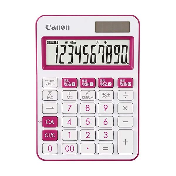 (まとめ) キヤノン 電卓 ミニ卓上モデル LS-105WUC-PK 10桁 ピンク 2306C002 1台 【×3セット】[21]