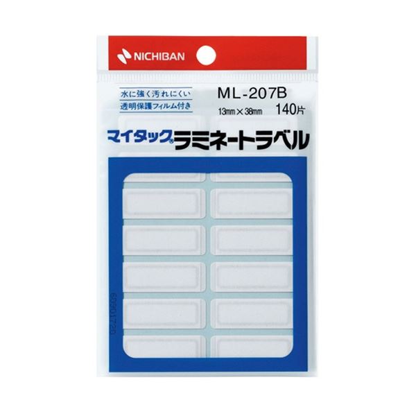 (まとめ) ニチバン マイタック ラミネートラベル 13×38mm 青枠 ML-207B 1セット(1400片：140片×10パック) 【×3セット】[21]