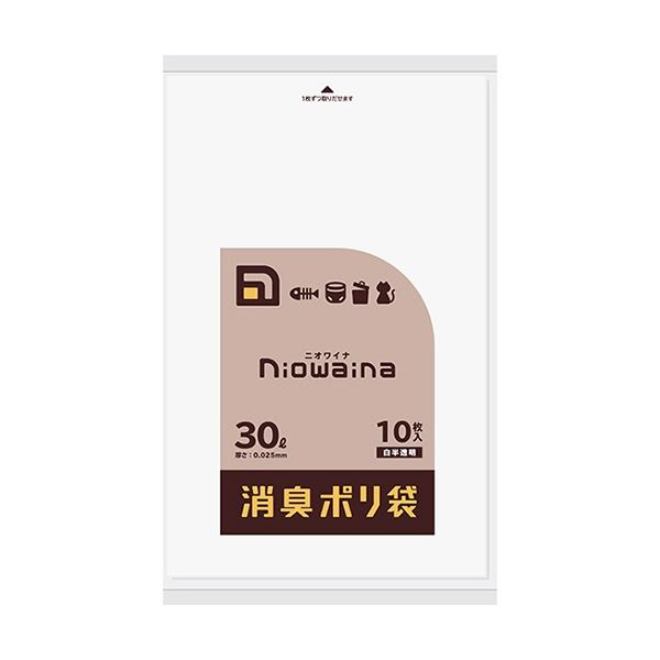 (まとめ) 日本サニパック ニオワイナ消臭袋 白半透明 30L SS30 1パック(10枚) 【×50セット】[21]
