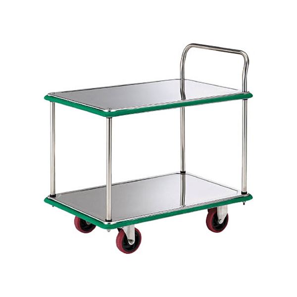TRUSCO オールSUS製運搬車 片袖2段型 915×615mm 省音ウレタン車 SUS-304NU 1台 組立品[21]