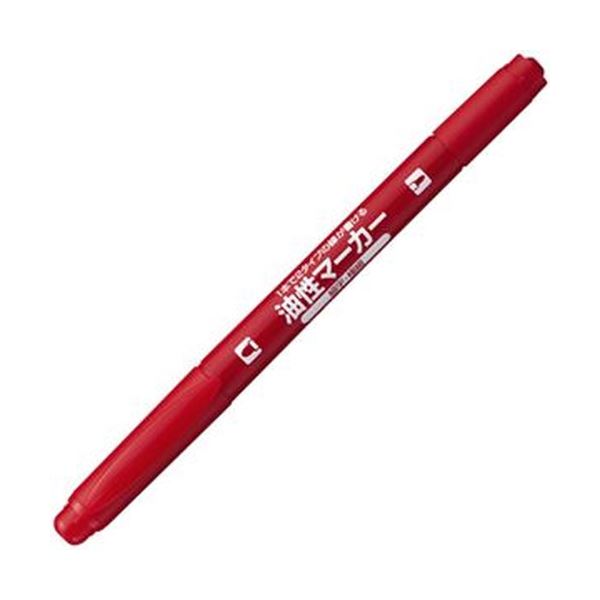 （まとめ）コクヨ 再生樹脂油性マーカーツイン細字+極細 赤 PM-41R 1セット（10本）【×10セット】[21]
