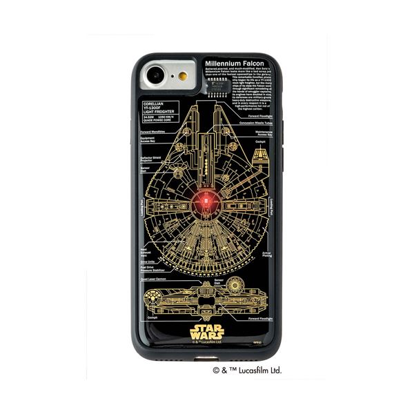STAR WARS スター・ウォーズ グッズコレクション FLASH M-FALCON 基板アート iPhone 7/8ケース 黒 F7/8B[21]｜本家屋