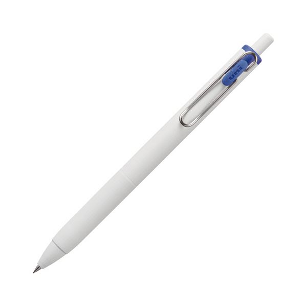 （まとめ）三菱鉛筆 ゲルインクボールペン ユニボール ワン 0.38mm 青 （軸色：オフホワイト） UMNS38.33 1セット（10本） 【×5セット】[21]