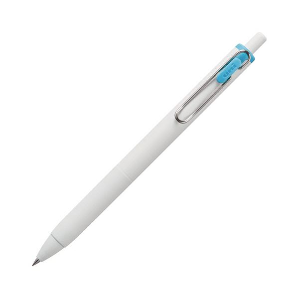 （まとめ）三菱鉛筆 ゲルインクボールペン ユニボール ワン 0.5mm スカイブルー （軸色：オフホワイト） UMNS05.48 1セット（10本） 【×5セット】[21]