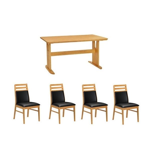 ダイニング 5点セット ダイニングテーブルセット チェア 肘無チェア テーブル幅135cm 木製 ブラッシング加工 ナチュラル NA 組立品【代引不可】[21]｜本家屋