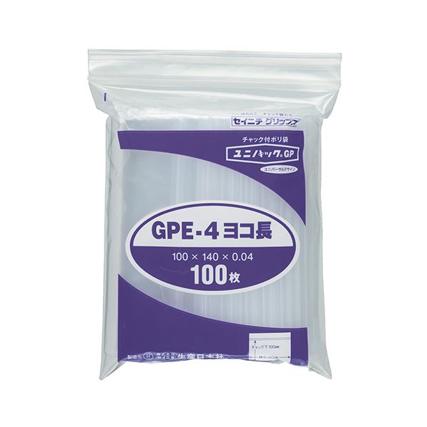 （まとめ） セイニチ ユニパックGP ヨコ長タイプヨコ140×タテ100×厚み0.04mm GPE-4ヨコナガ 1パック（100枚） 【×10セット】[21]