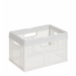 収納ボックス 収納ケース 約幅46cm L スモーキーホワイト 10個セット コンパクト 折りたたみ バスケット スタッキング PROfix[21]｜本家屋