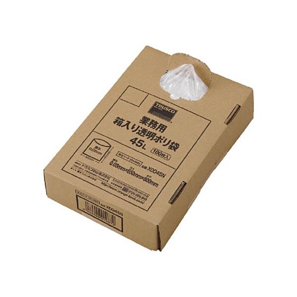 TRUSCO 業務用ポリ袋 透明・箱入り 0.05mm×120L X0120N 1箱(100枚)[21]