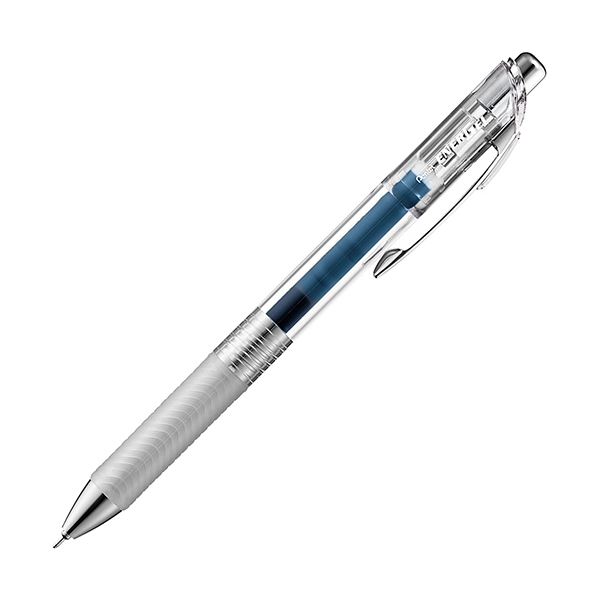 （まとめ）ぺんてる ゲルインクボールペン ノック式エナージェル インフリー 0.5mm ブルー ブラック（軸色：クリア）BLN75TL-CA 1セット（10本）【×5セット】[21]