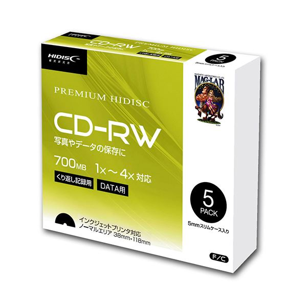 【20個セット】 HIDISC データ用 CD-RW 1-4倍速5mmスリムケース入り5枚パック HDCRW80YP5SCX20[21]