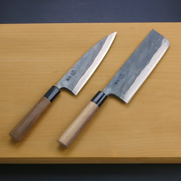 元兼 鍛造 黒打ち 両刃包丁 2本セット 舟行包丁165mm＆菜切り包丁165mm（和包丁 誕生日 母の日 プレゼント 退職祝い 日本製）｜刃物・道具の専門店　ほんまもん