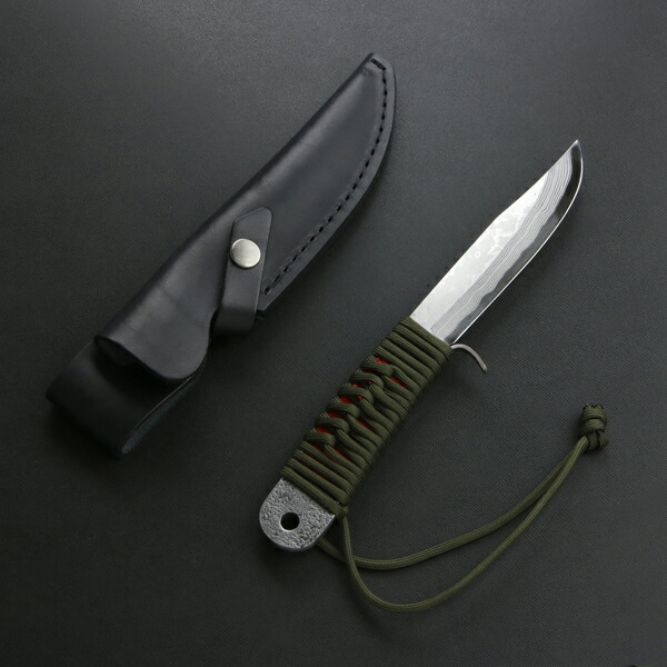 楽天市場】東周作 共柄剣鉈 130mm 青紙2号 割込み 黒打ちダマスカス