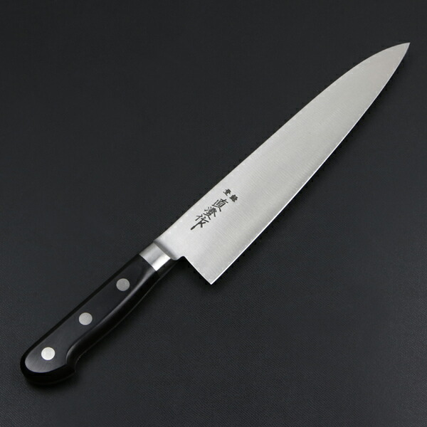 ★送料込★新品★名入れ★ステンレスゴール鋼牛刀包丁210mm口金付黒柄 和牛刀 ステンレス鋼 VG5 プラ柄 6寸（180mm） 鎚目仕様 | 刃物