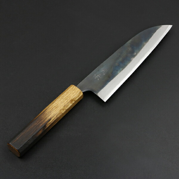 楽天市場】三徳包丁 家庭用 両刃 180mm 青紙鋼 割込み ステンレス 梨地