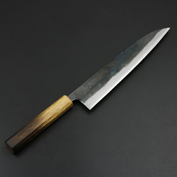 No.01255 包丁　重啓作　黒打　牛刀　スウェーデン鋼　火造り　箱付 No.01255 包丁 重啓作 黒打 牛刀 スウェーデン鋼 火造り 箱付 No