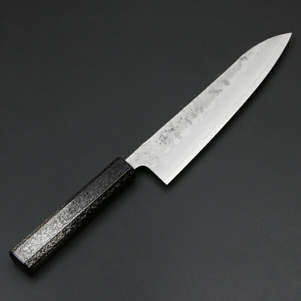 楽天市場】和牛刀 両刃 210mm 銀三ステンレス 割込み 梨地仕上げ 八角
