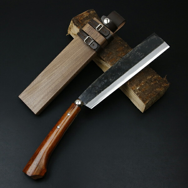 楽天市場】東周作 最高級 黒打 腰鉈 両刃210mm白紙鋼 ウォルナット鞘