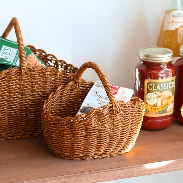 楽天市場】フランス柳バスケット 両手付オーバルM【手づくりの