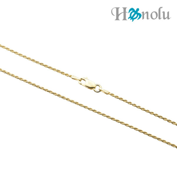 ハワイアンジュエリー シルバー925 イエローコーティング ロープチェーン 1.5mm 長さ45cm
