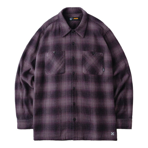 BLUCO WORK GARMENT ブルコ : 長袖オンブレーチェック フランネルシャツ Purple