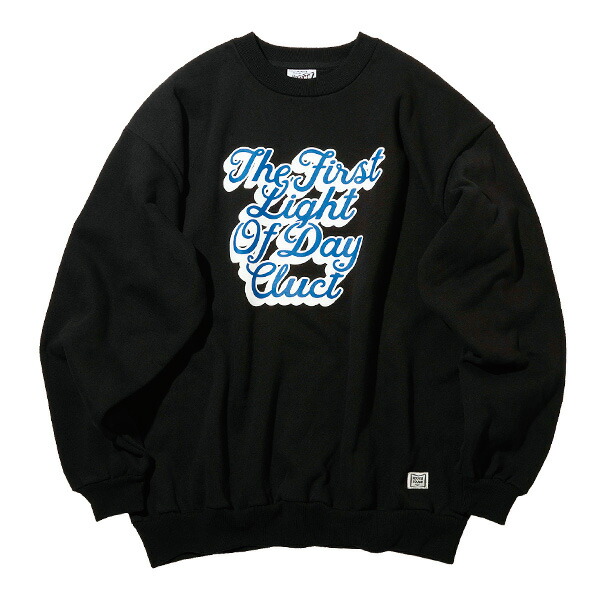 CLUCT クラクト : メッセージクルーネックスウェット(裏起毛) Black
