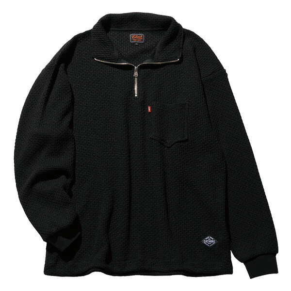 CLUCT クラクト : ハーフジップカットソー BLACK
