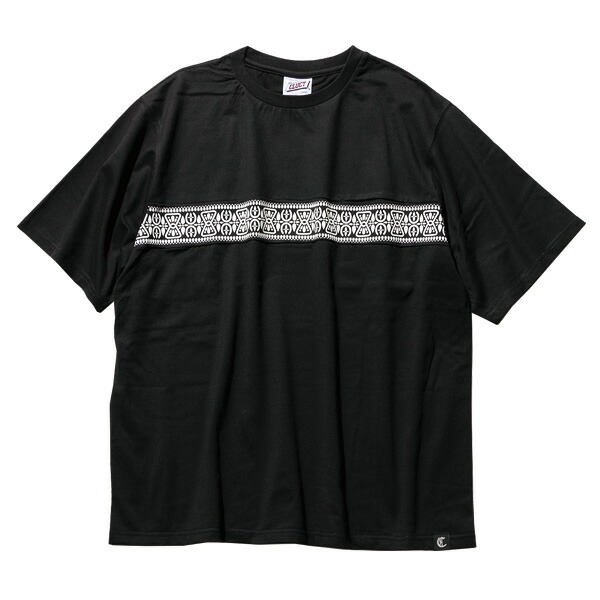 CLUCT クラクト : 半袖バンダナ柄ライン ポケットTシャツ Black