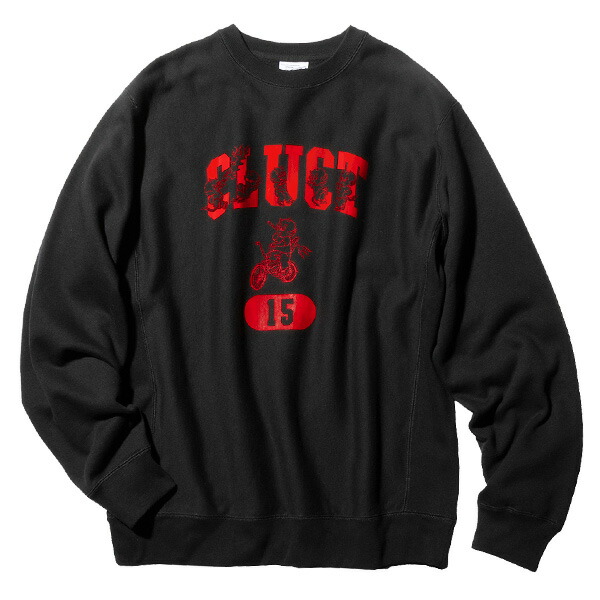 CLUCT クラクト : リトルデビル クルーネックスウェット(裏起毛) BLACK