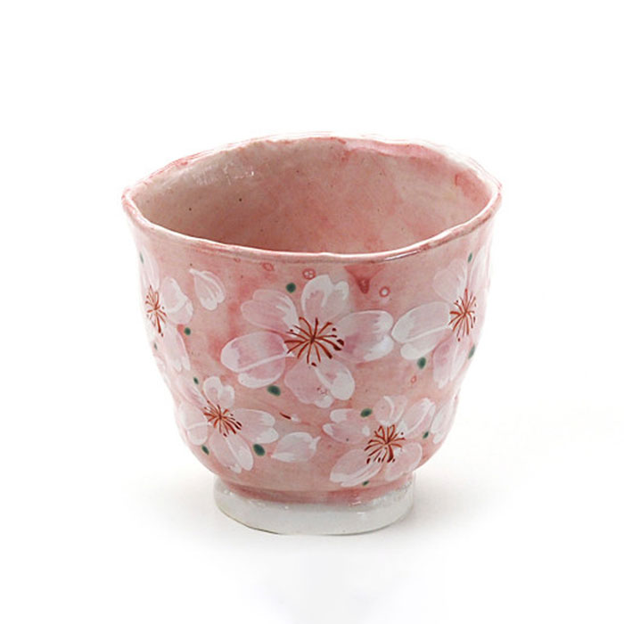 楽天市場】美濃焼 やよい花湯呑 ピンク 【径9x高8cm 180ml