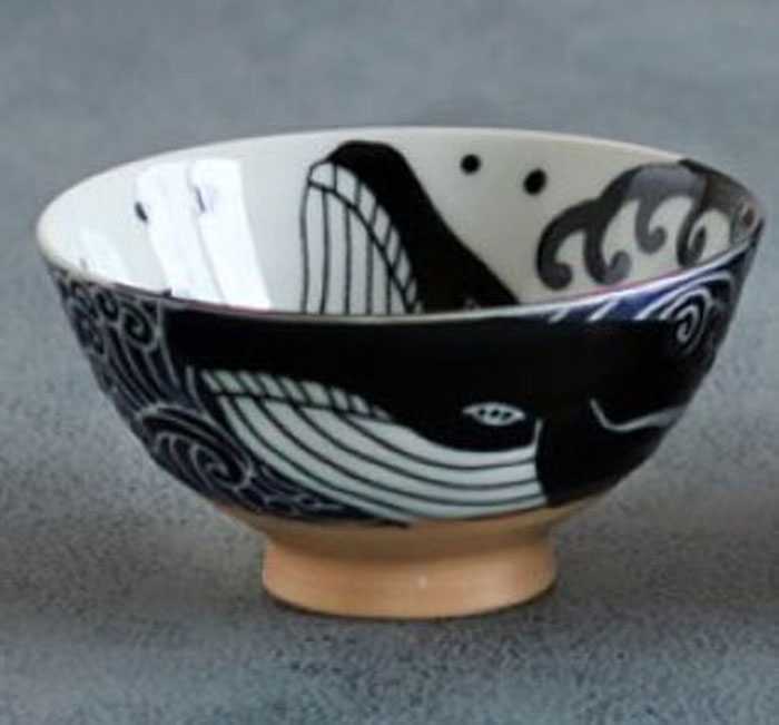 楽天市場】茶碗（中）美濃焼白波くじら径約12.5×高さ約6.7cm安心安全の