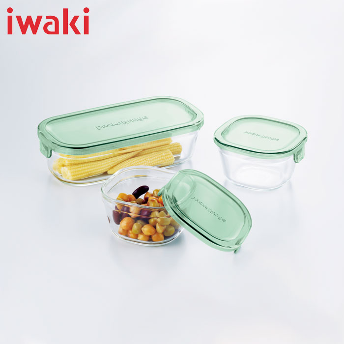 【送料込】　iwaki スクエアパック　耐熱保存容器5点セット Amazon｜iwaki(イワキ) 耐熱ガラス 密閉容器 ホワイト 角型 5点