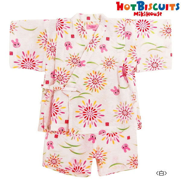 ミキハウス正規販売店 ミキハウス ホットビスケッツ Mikihouse キャビットちゃん 花火柄甚平スーツ 80cm 90cm 日本製