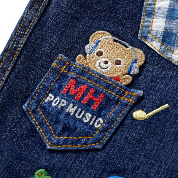 ミキハウスmikihouseMUSIC豪華モチーフ付きストレッチデニムパンツ(110cm・120cm・130cm)