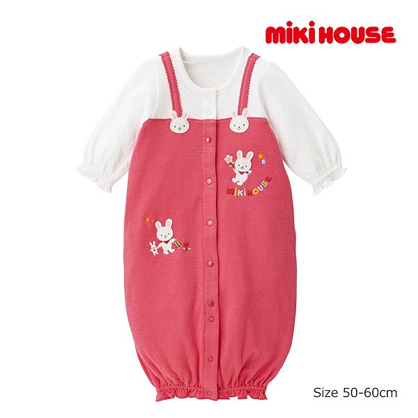 ●継続期間制限事項P11倍●取り寄せ商いもの●ミキハウス mikihouse ミキハウスもの言う花  厚地の外套櫂風 ツーウェイオール(50-60珊) お子さん お子さん服 御嬢さん 秋 冬 春 差し上げ物 日本製 カバーオール・ロンパース-キッズ・ベビー・マタニティ-ベビーファッション