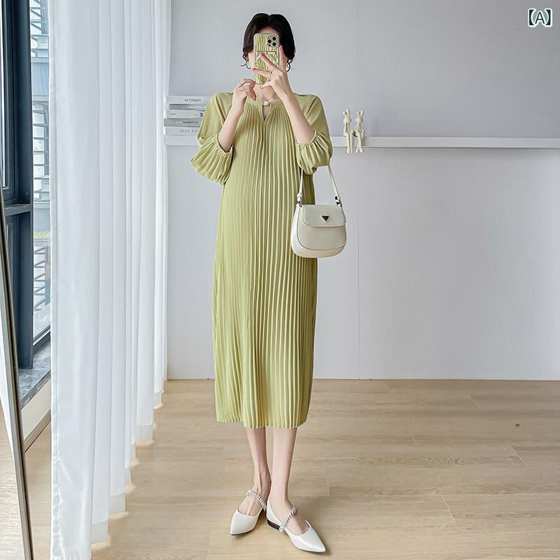 マタニティウェア 産前 産後 春夏 ゆったり マタニティワンピース セットアップ パンツ マタニティドレス 春夏 2025 韓国 スリム ゆったり 体型カバー プリーツ 妊娠 フェアリー ドレス
