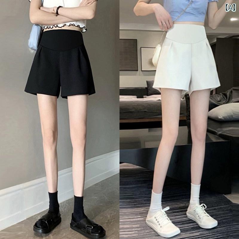 マタニティ ハイウエスト パンツ 妊婦用 ショート パンツ 夏用 薄手 アウター 小さめ ドレープ スーツ ワイド レッグ カジュアル レギンス 夏服