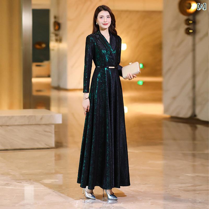 ワンピース シフォンワンピース レディース ロングワンピース シャツワンピース ワンピース シフォンワンピース レディース ロングワンピース シャツワンピース スーツ カラー ドレス 女性 春秋 ロング スタイル ハイエンド 長袖 スリムフィッ｜ホープ
