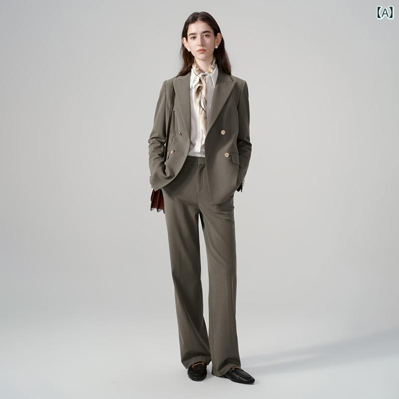レディーススーツ フォーマル セットアップ リクルートスーツ セレモニー Lelenth グレー グリーンの 女性用 スーツ 面接用の プロ フォーマルスーツ レディース 高級 職場 通勤 服